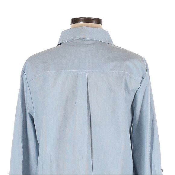 🌺 Marc New York Blue Floral Lace Pinstripe Poplin Button Down Shirt Size M - Picture 6 of 12